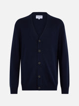 Man navy blue cashmere blend cardigan sweater Herrison