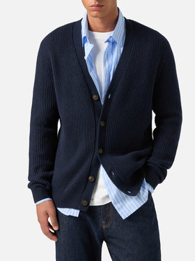 Cárdigan de canalé de lana Herrison Navy blue 