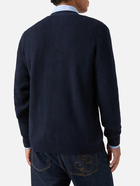Cárdigan de canalé de lana Herrison Navy blue 