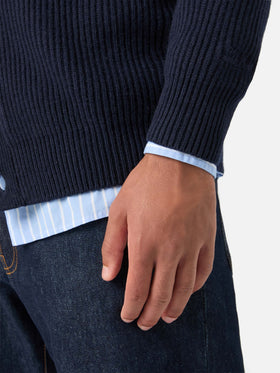 Cárdigan de canalé de lana Herrison Navy blue 