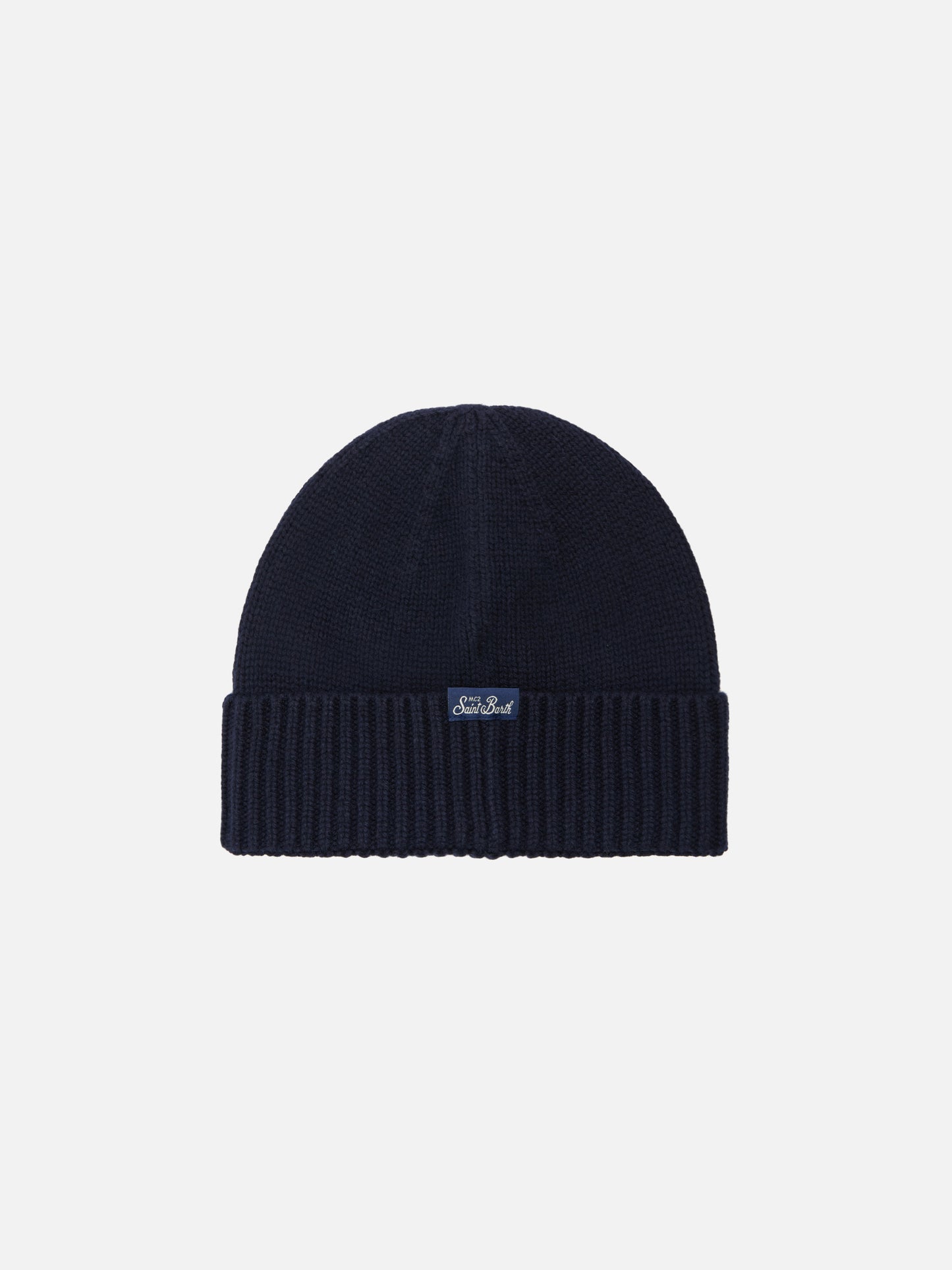 Holden cashmere-blend beanie in blue with Trudi bear embroidery | TRUDI SPECIAL EDITION
