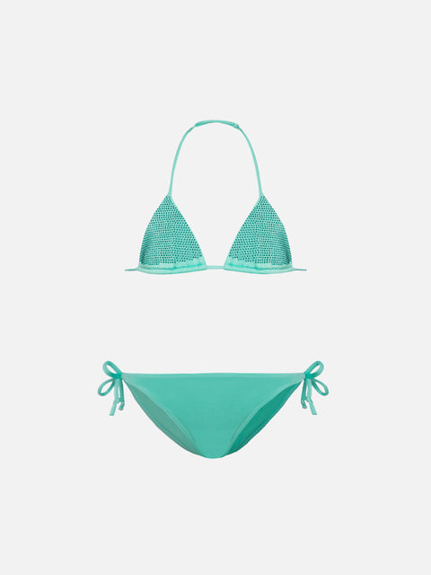 Holly water green classic triangle bikini with rhinestones - MC2 Saint Barth