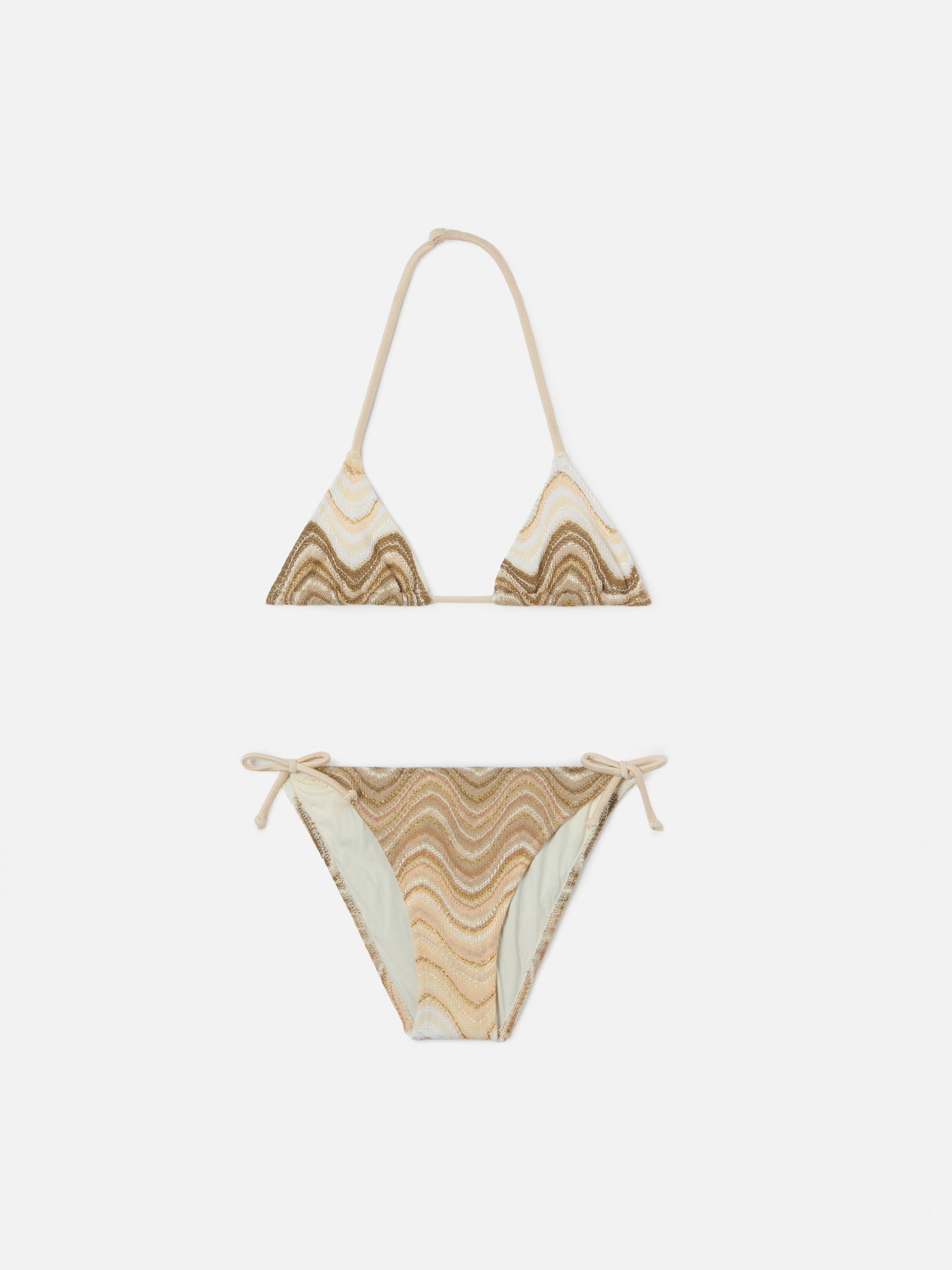 Bikini Holly de raschel con motivo de ondas en tonos dorados 