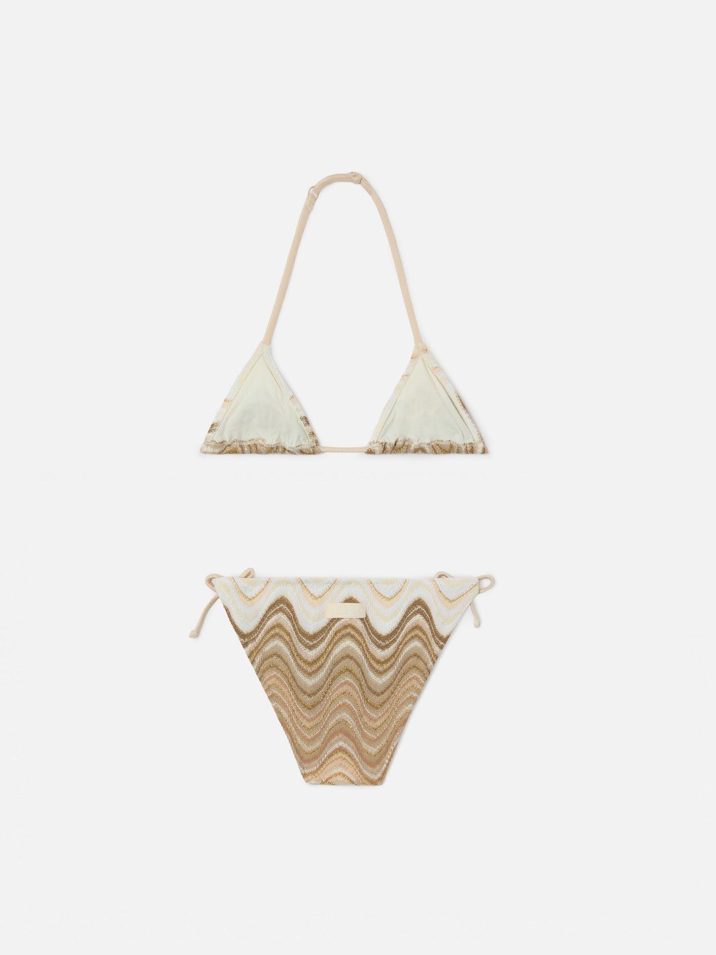 Bikini Holly de raschel con motivo de ondas en tonos dorados 