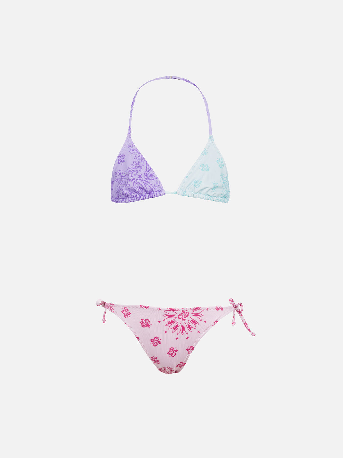 Girl classic triangle bikini Holly with bandanna print - MC2 Saint Barth