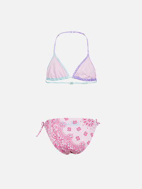 Girl classic triangle bikini Holly with bandanna print - MC2 Saint Barth