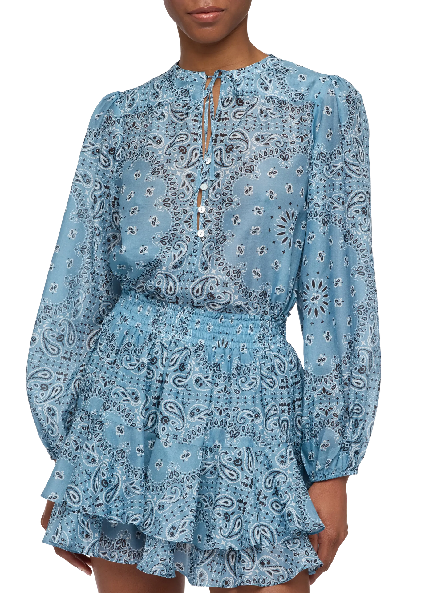 Harper blusa in voile di seta lurex con stampa bandana