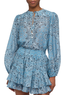 Harper blusa in voile di seta lurex con stampa bandana