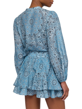 Harper blusa in voile di seta lurex con stampa bandana