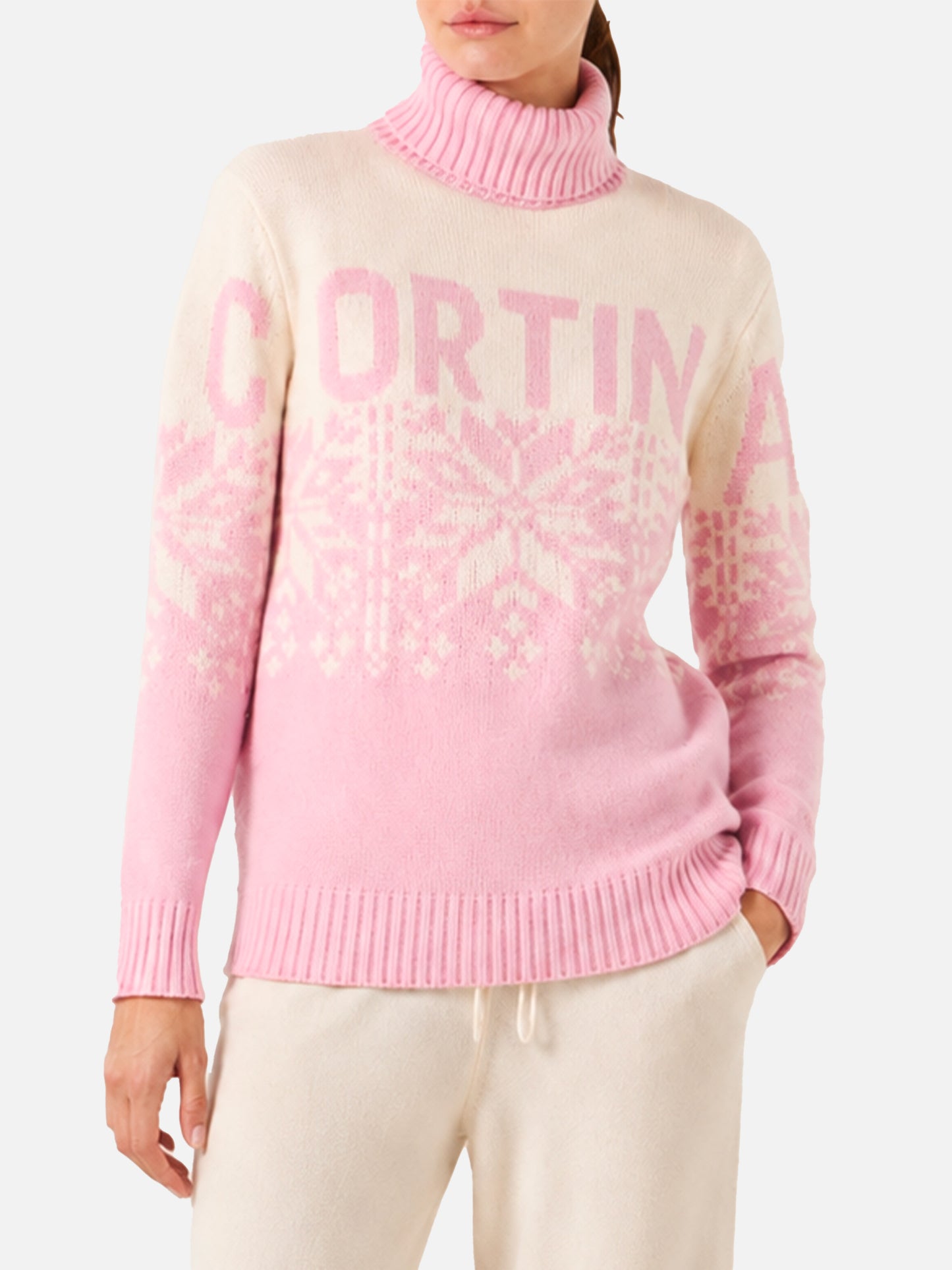 Neuer New Hut Rollkragenpullover mit nordischem Muster und Cortina-Print 