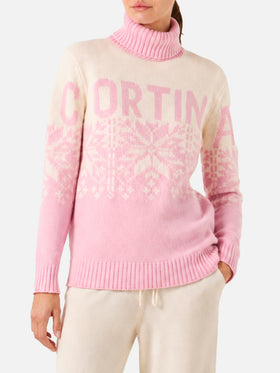 Neuer New Hut Rollkragenpullover mit nordischem Muster und Cortina-Print 