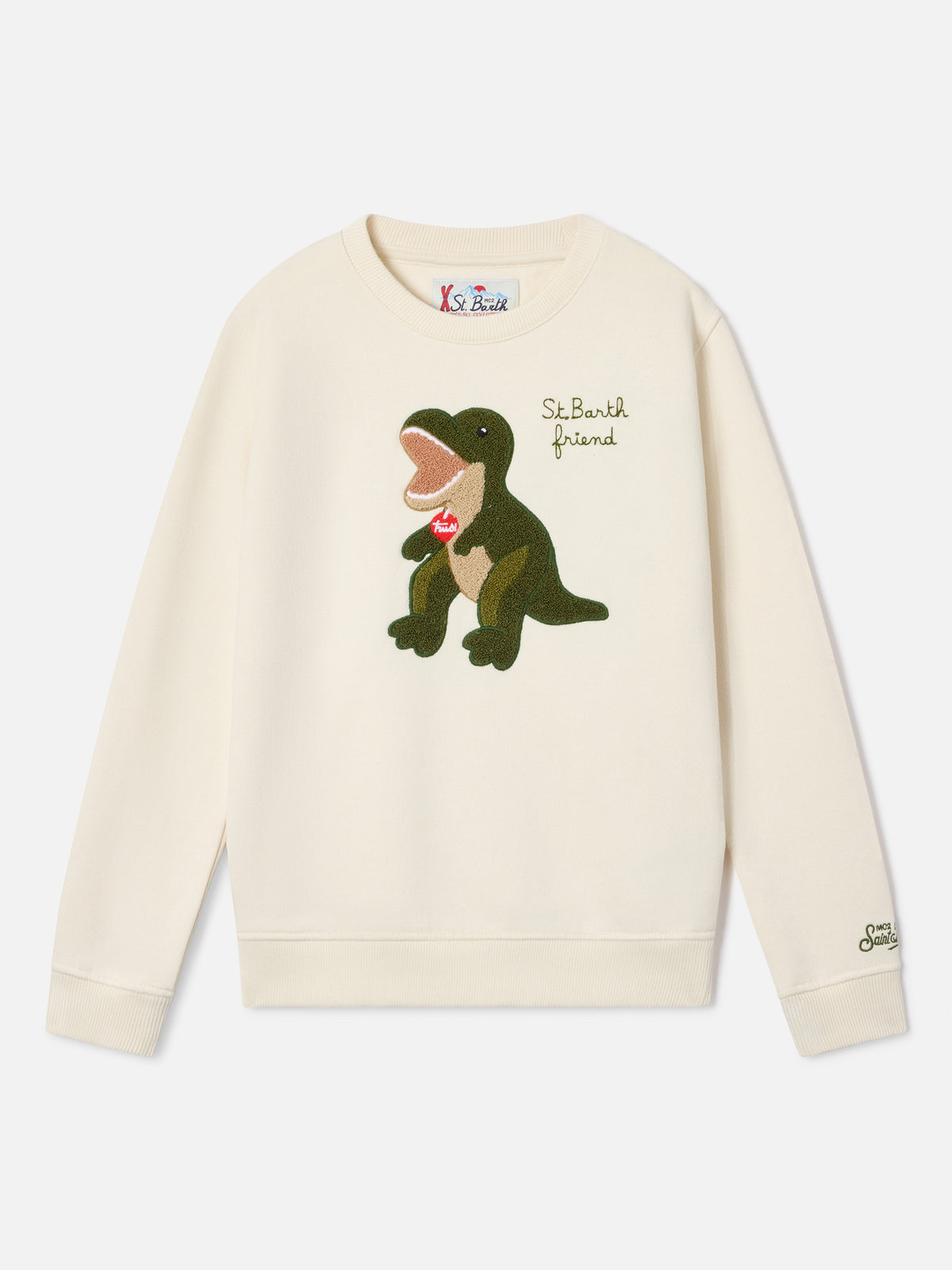 Sudadera Cream Hutton de mezcla de algodón con parche de esponja de dinosaurio | Special edition 