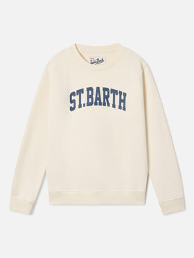 Felpa Hutton panna in misto cotone con stampa St. Barth