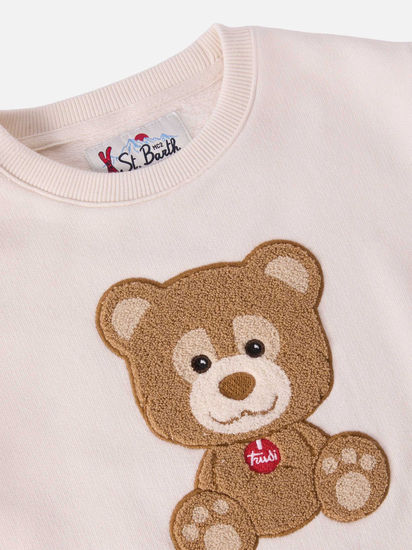 Felpa girocollo Hutton con patch orsetto Trudi in spugna| TRUDI SPECIAL EDITION
