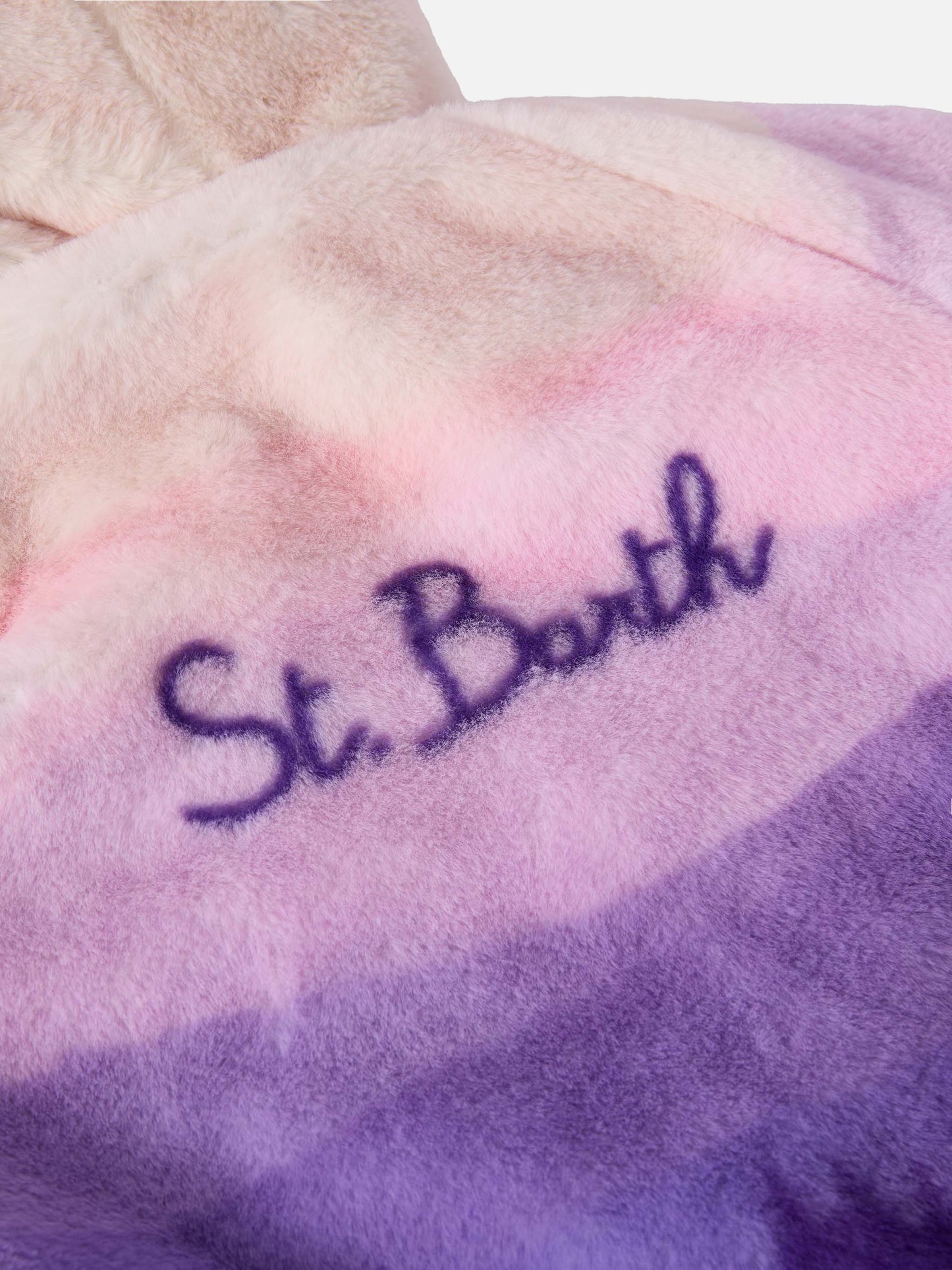 Furry gradient jacket with I Love St. Barth embroidery