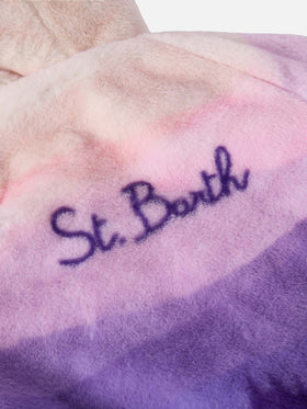 Furry gradient jacket with I Love St. Barth embroidery