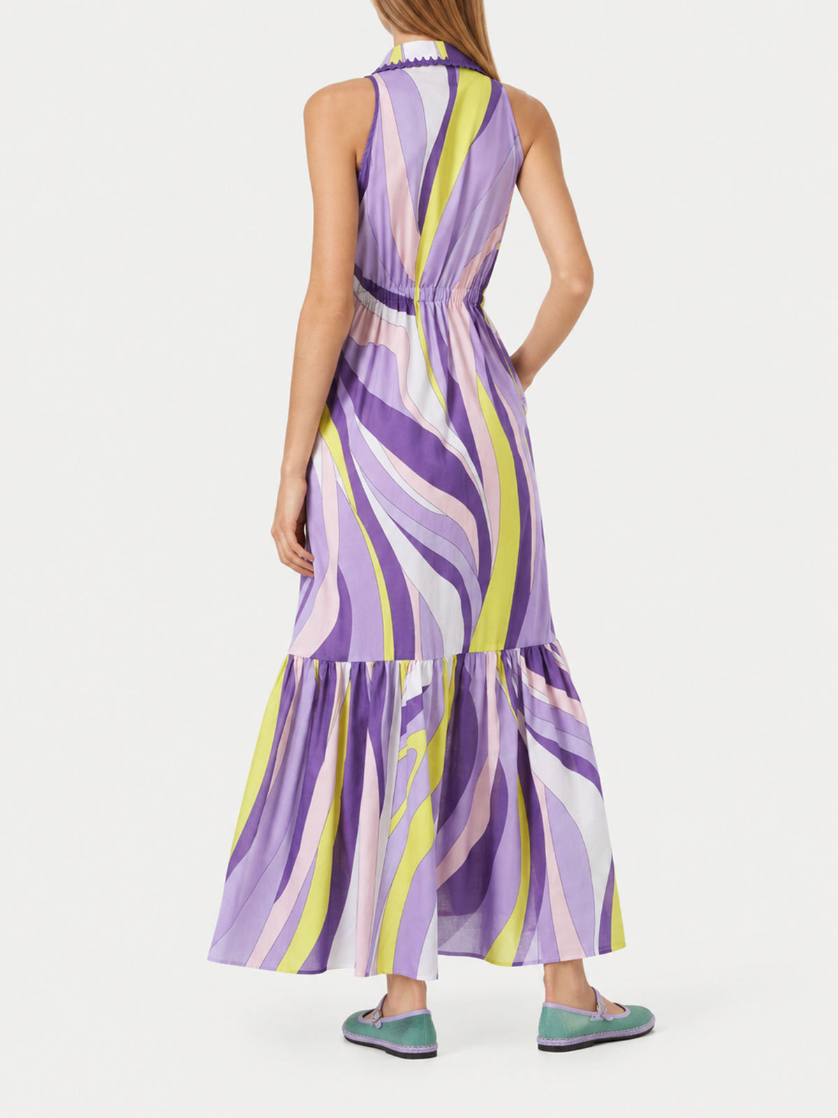 Robe longue Ida en coton avec imprimé vagues 