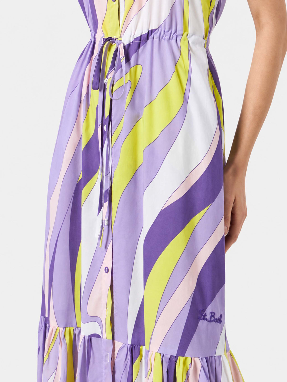 Robe longue Ida en coton avec imprimé vagues 