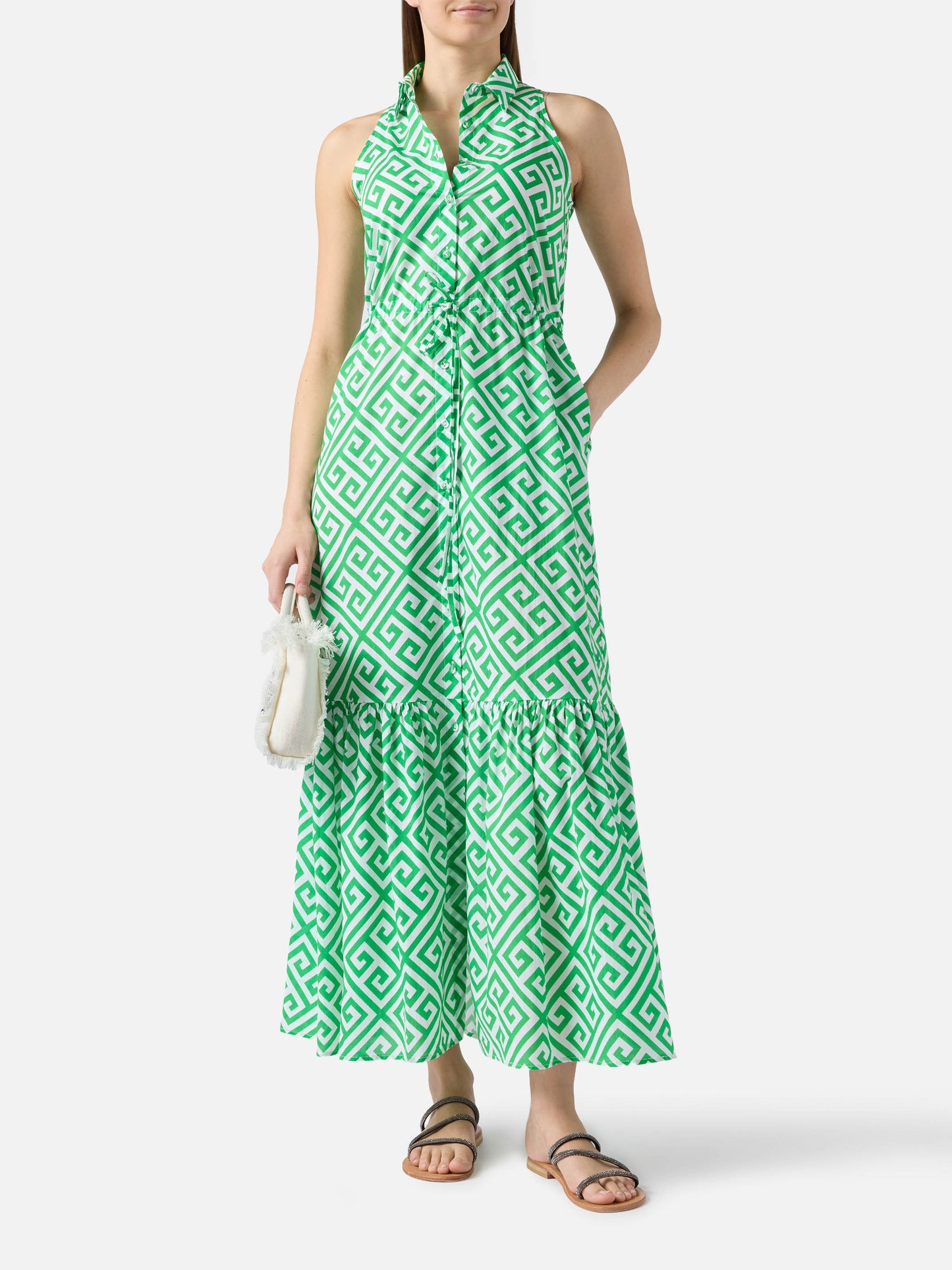 Halterneck dress Ida with geometric print