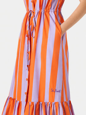 Vestido largo Ida de algodón con estampado de rayas 