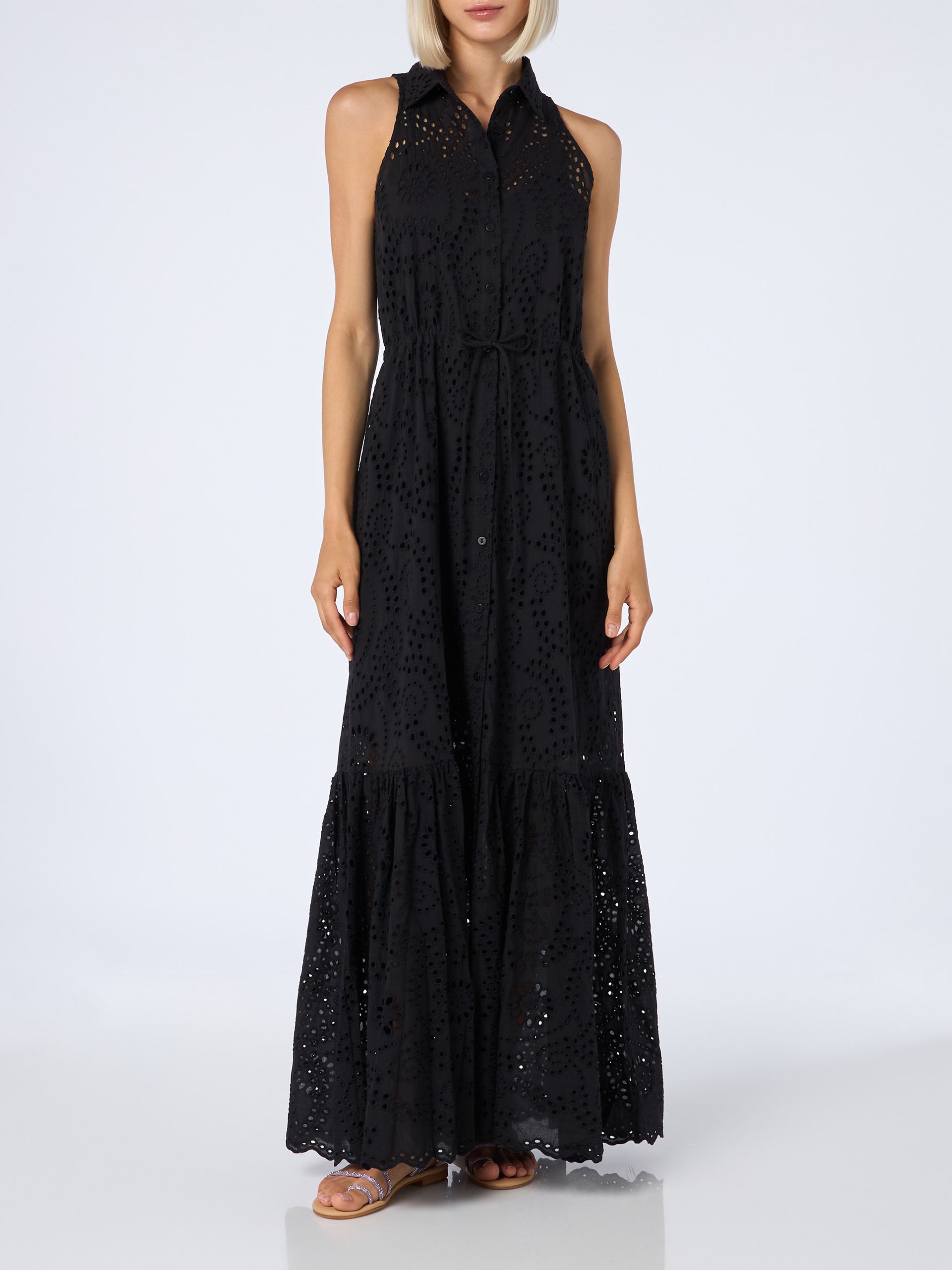 Black sangallo Ida Embry halterneck long dress – MC2 Saint Barth