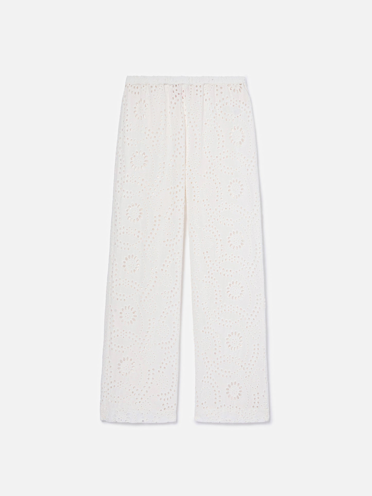 White Inez broderie anglaise trousers