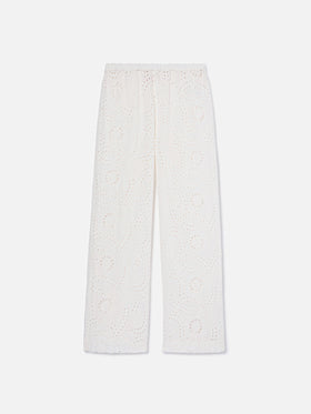 White Inez broderie anglaise trousers