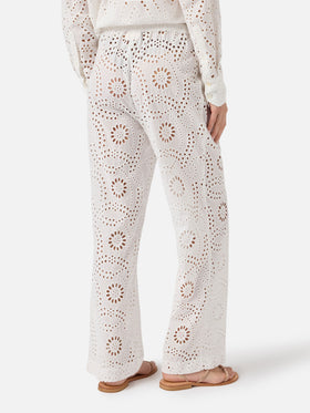 White Inez broderie anglaise trousers