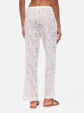 Inez white Sangallo lace pants