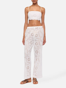 Inez white Sangallo lace pants