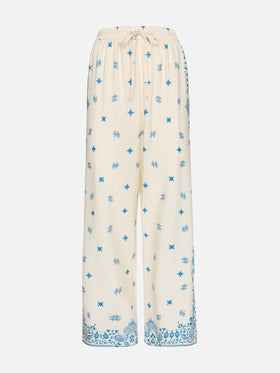 Ikaria Hose mit weitem Bein und platziertem Bandana-Print