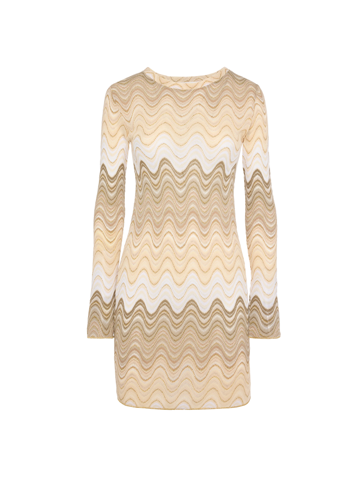 Imany mini abito in maglia raschel tonalità oro