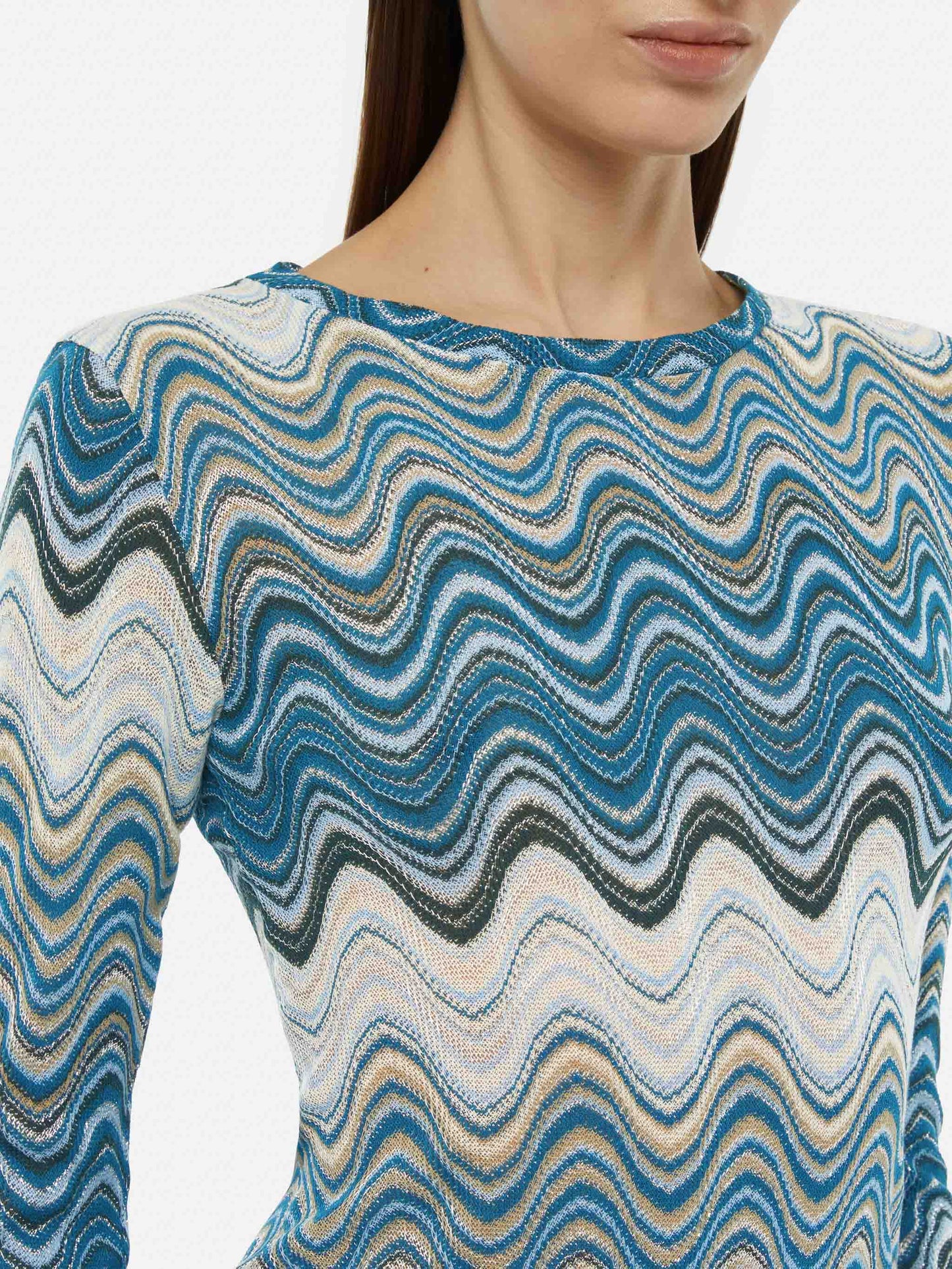 Imany mini abito in maglia raschel tonalità ottanio