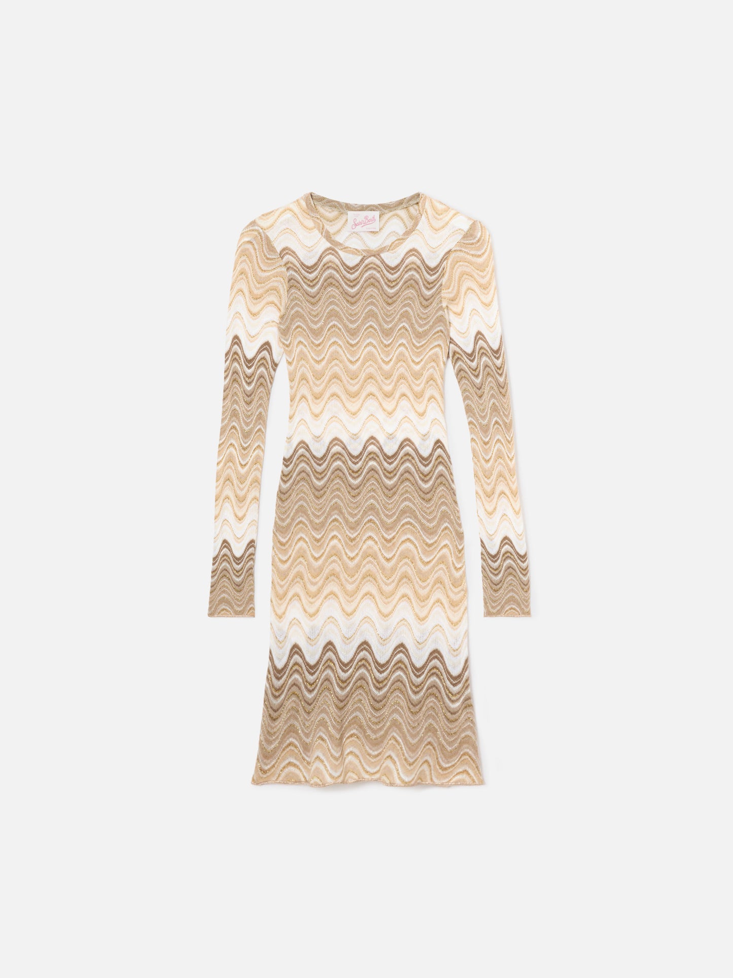 Short Imany dress in brown degradé raschel fabric