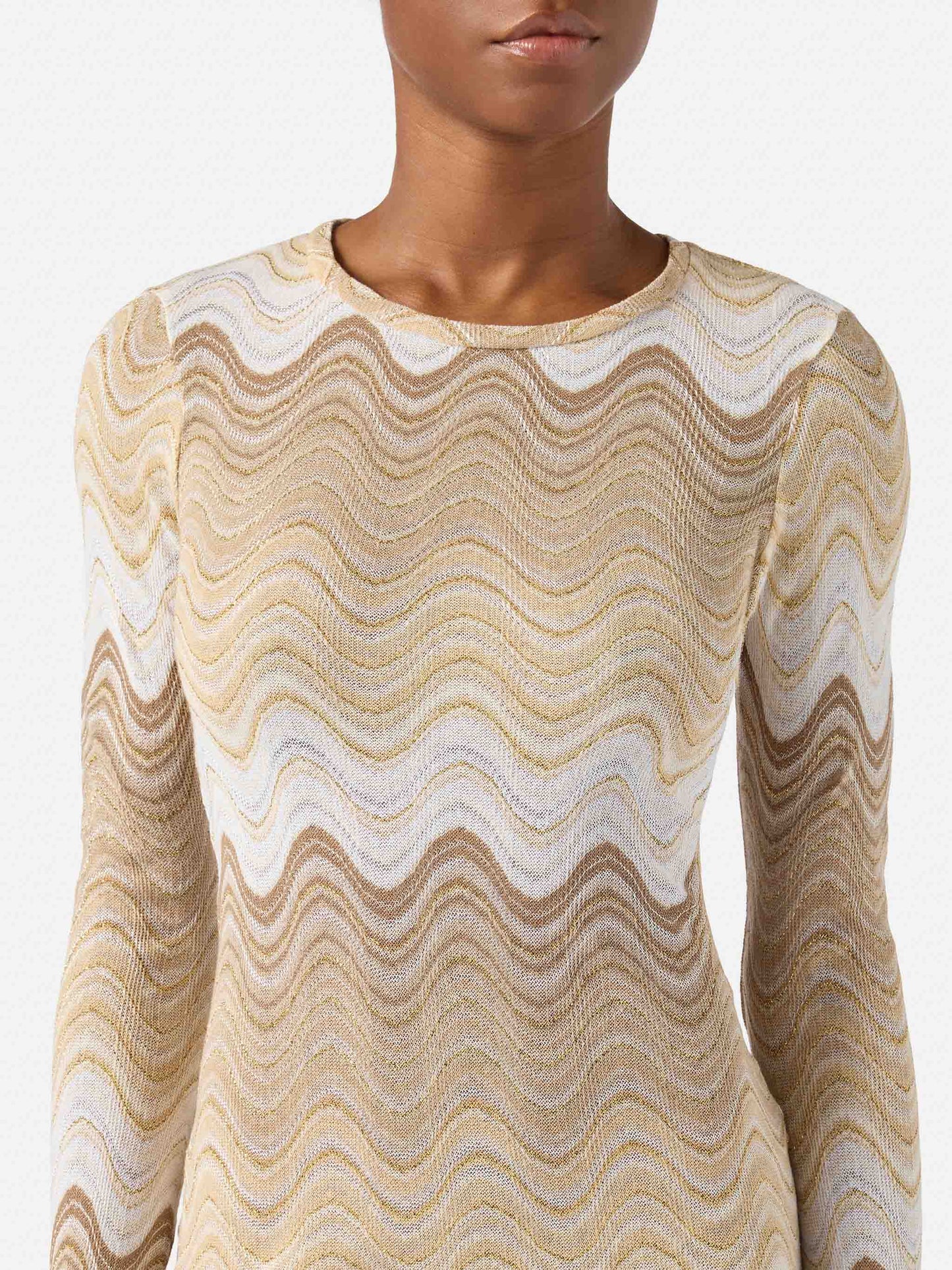 Short Imany dress in brown degradé raschel fabric