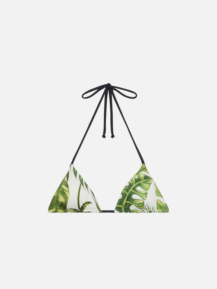 Top bikini a triangolo Zoe con stampa tropicale