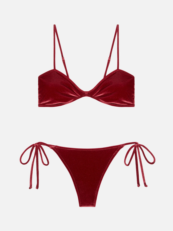 Bikini a bralette Ipanema Naomi in velluto rosso mattone