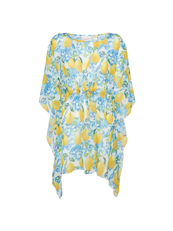 Kaftan aus Baumwolle und Seide „Iria“ mit Majolika-Print