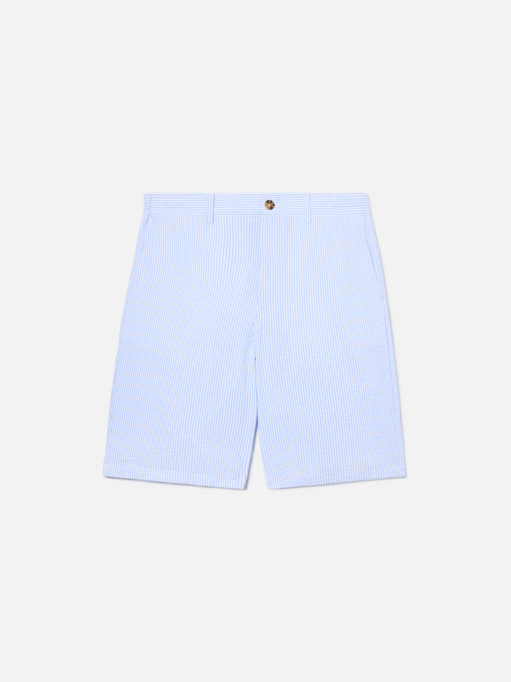 Light blue Ischia bermuda shorts in striped seersucker