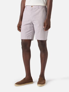 Brown Ischia bermuda shorts in striped seersucker