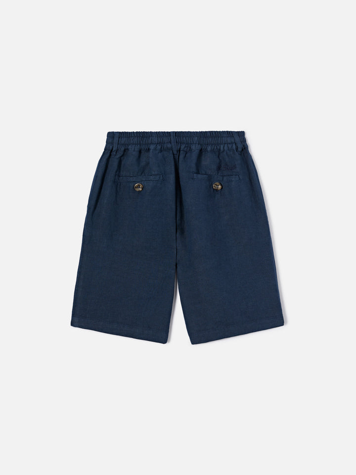 Navy blue Ischia Jr shorts in linen