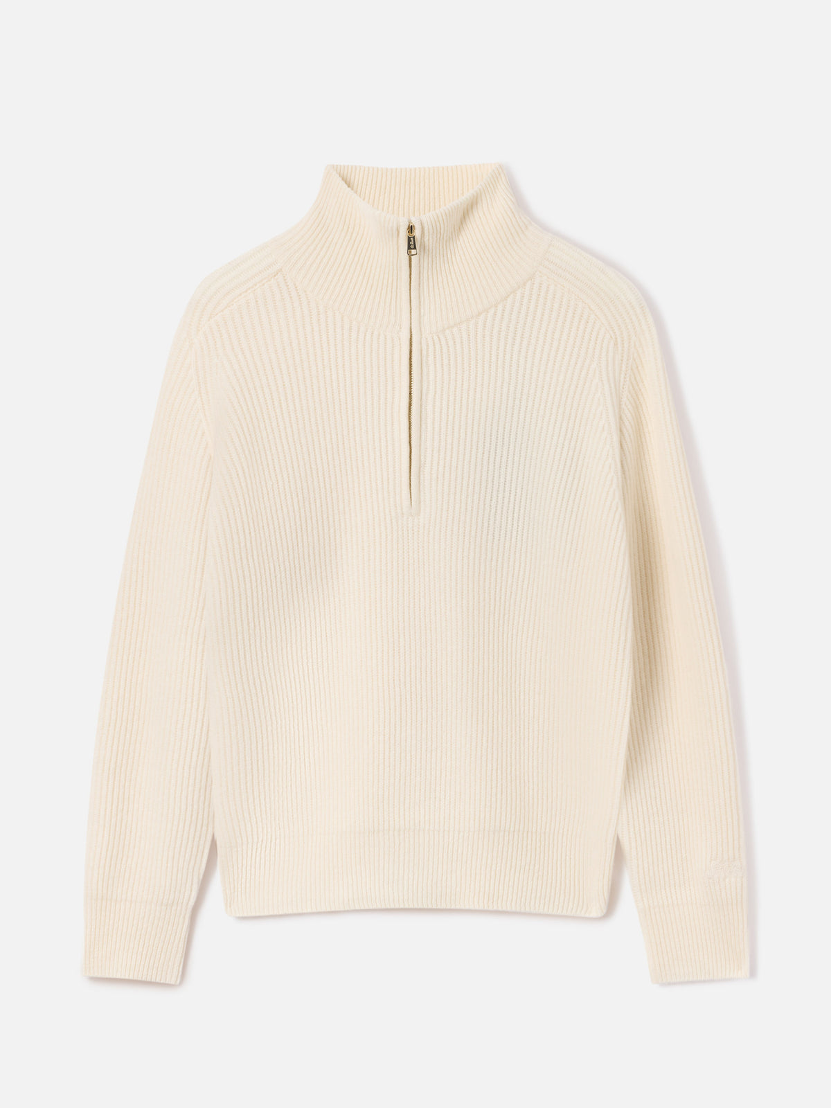 Maglia Isalyn off white in lana con mezza zip