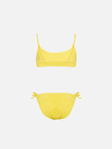 Girl pale yellow crinkle bralette bikini Jaiden