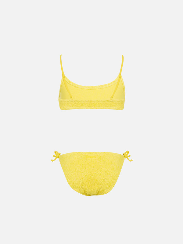 Blassgelber Crinkle-Bralette-Bikini für Mädchen von Jaiden