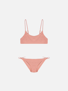 Jaiden pink crinkle bralette bikini
