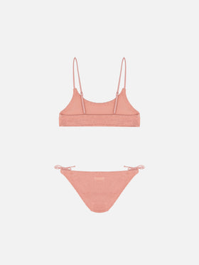 Jaiden pink crinkle bralette bikini