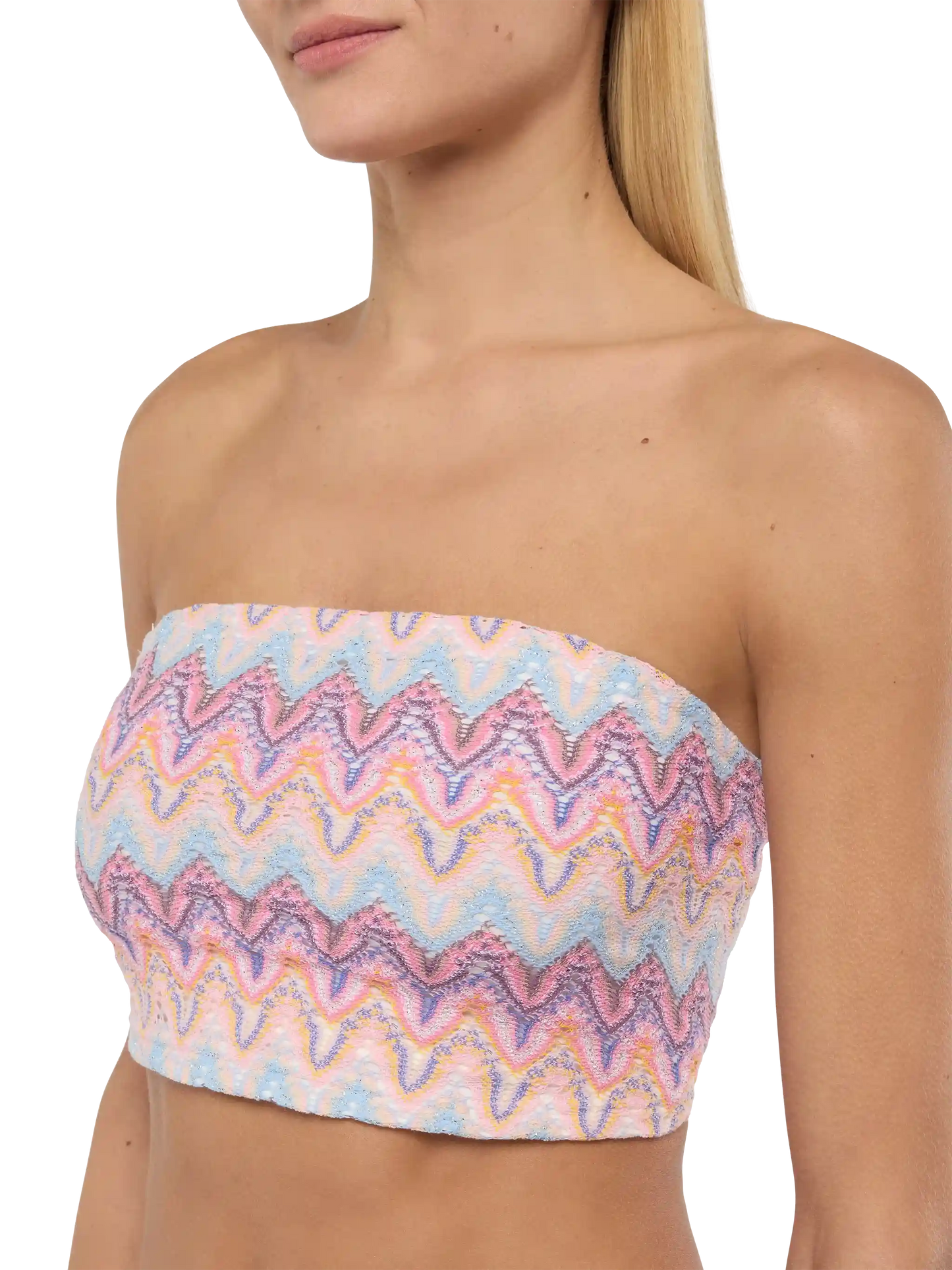 Jaclyn strapless bandeau top with chevron pattern