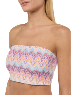Jaclyn strapless bandeau top with chevron pattern