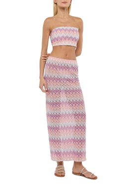 Jaclyn strapless bandeau top with chevron pattern