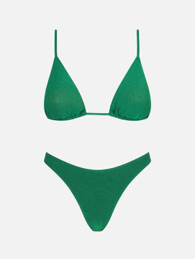 Bikini a triangolo Janet Naomi in lurex verde